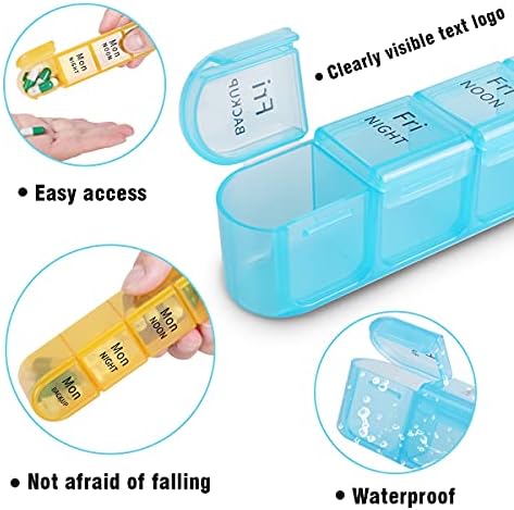 Genround Pill Box 7 Days 4 Times,  Weekly Pill Organizer 4 Times a Day Morning Noon Night with Case Portable for Vitamins Medication